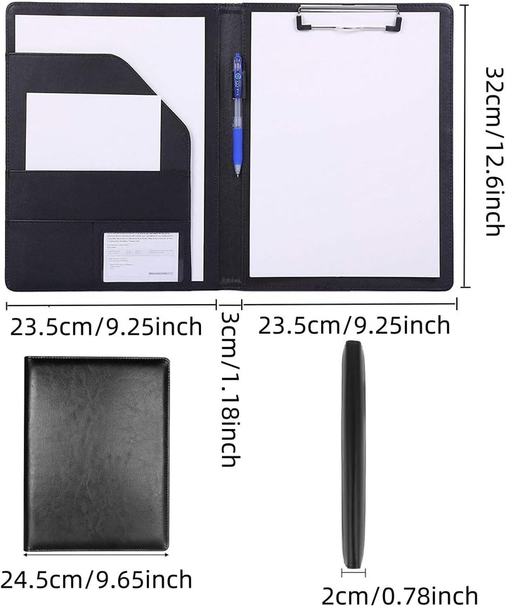 A4 Klemmbrettmappe, PU Dokumententasche Klemmbrett Schreibmappe mit Magnet-Verschluss für das Büro &