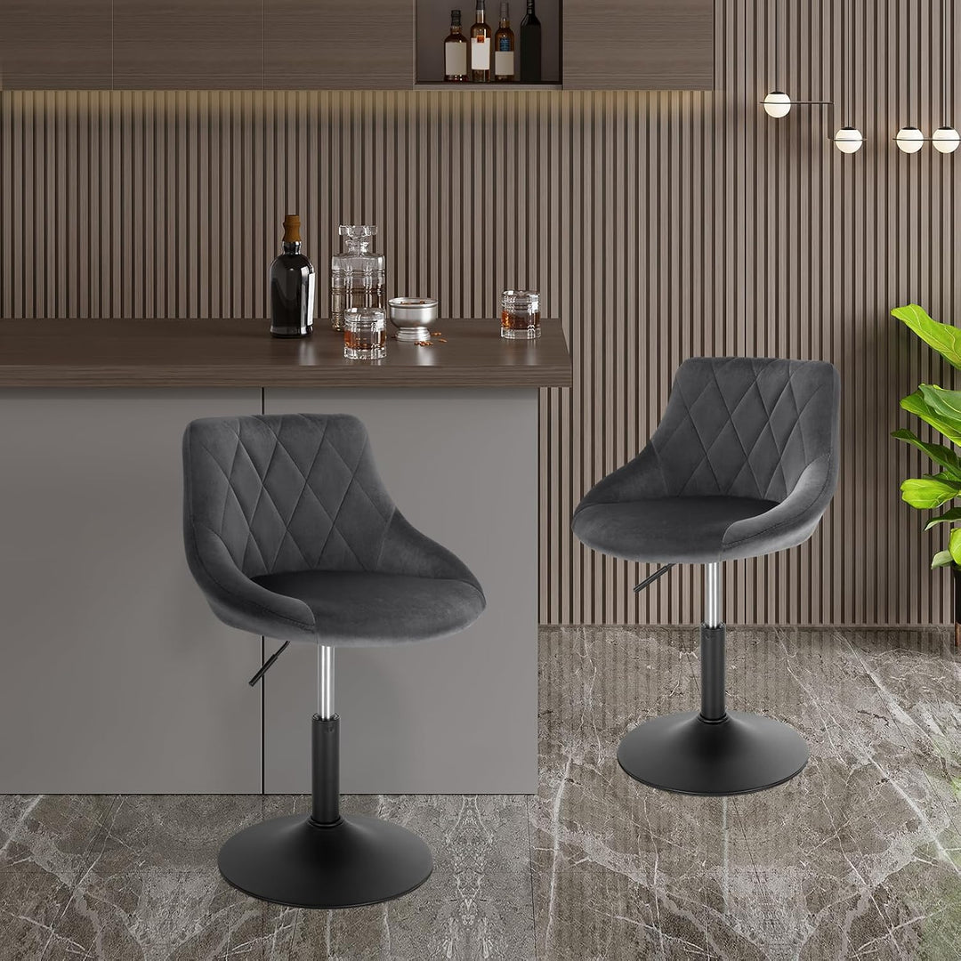 WOLTU Schminktisch Stuhl Hocker, Bequemer Schminkstuhl aus Samt mit Lehne, Höhenverstellbar, 360° Dr