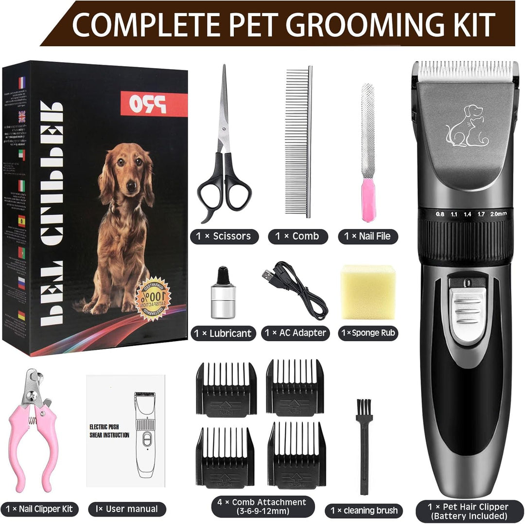Hundeschermaschine, Leise Schermaschine Hund Katze, IPX7 Wasserdichtes Schermaschine Hund Katze, 2 S