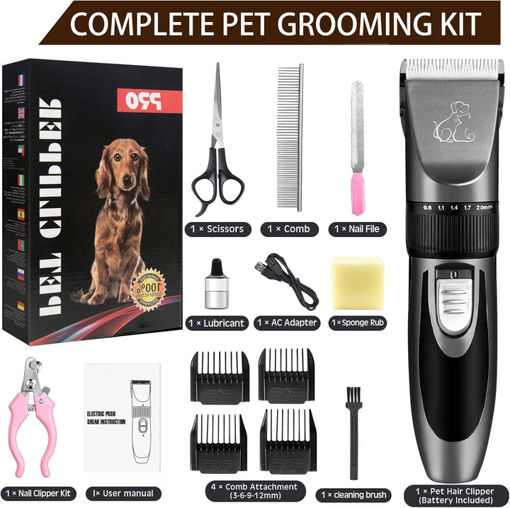 Hundeschermaschine, Leise Schermaschine Hund Katze, IPX7 Wasserdichtes Schermaschine Hund Katze, 2 S