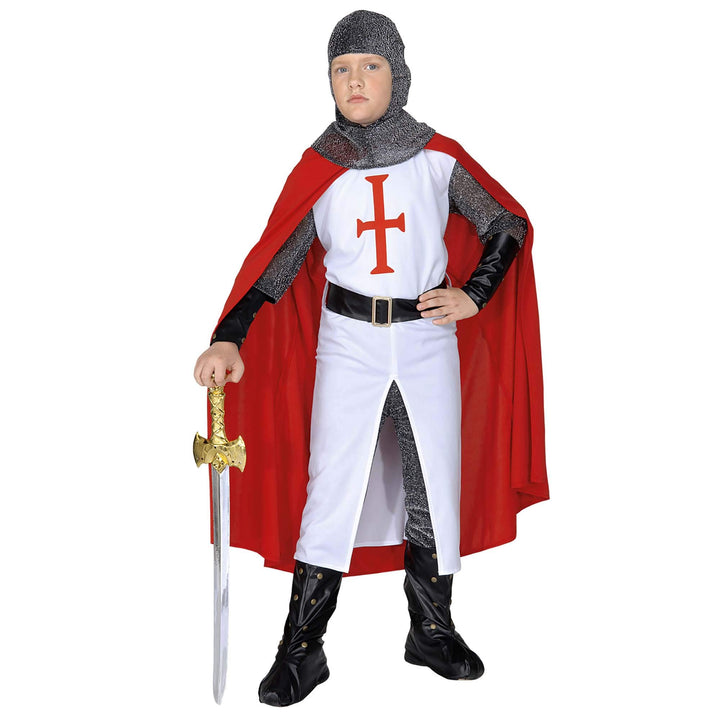 "CRUSADER" (long coat, pants, belt, armbands, helmet, boot covers, cape) - (140 cm / 8-10 Years)