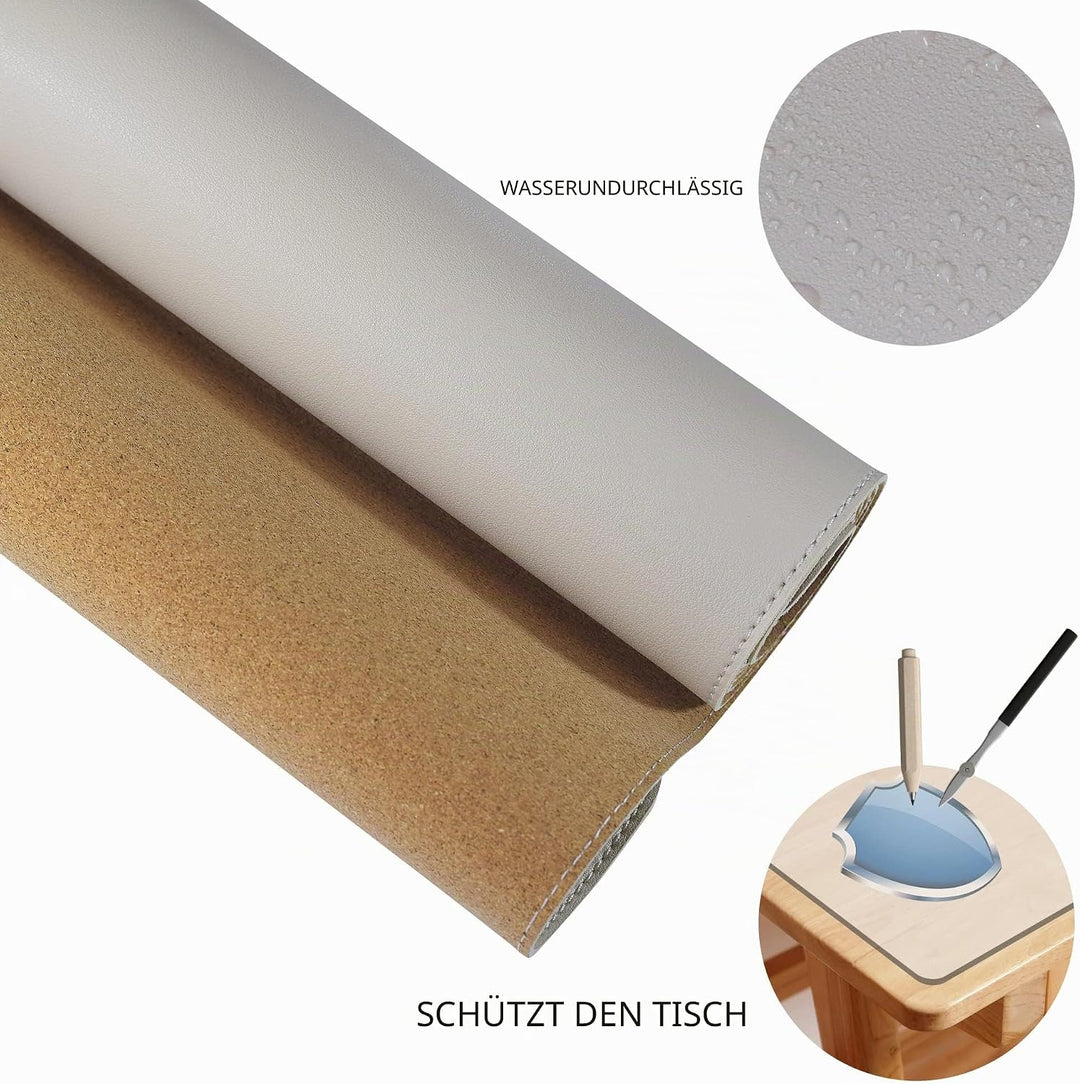 MAIDERN Schreibtischunterlage 100x40cm, Kork &amp; PU-Leder Zweiseitig Tischunterlage,Extra Grosse Mausp