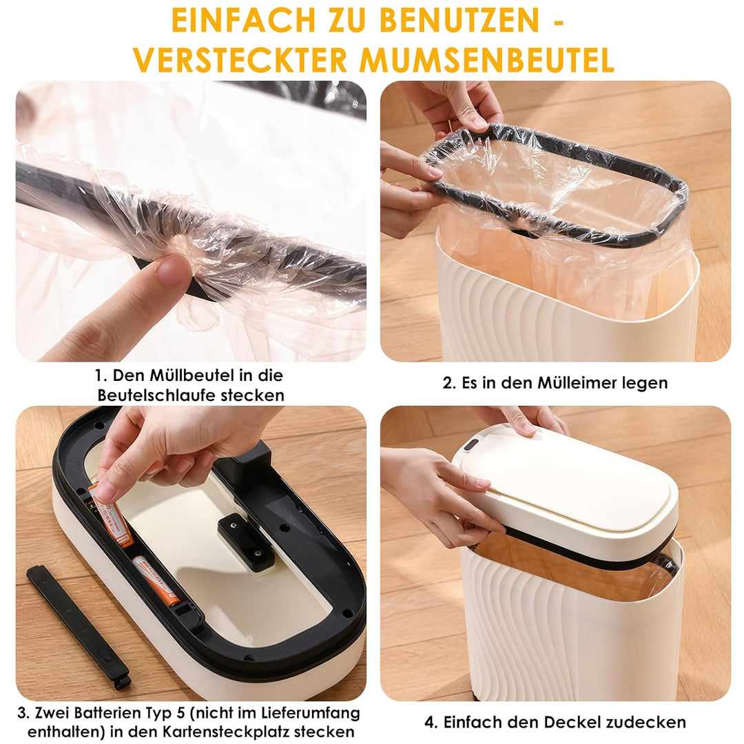 Dreamhigh 8L Mülleimer Mit Sensor, Sensor Mülleimer mit Deckel, Elektrischer Mülleimers Luftdichter,