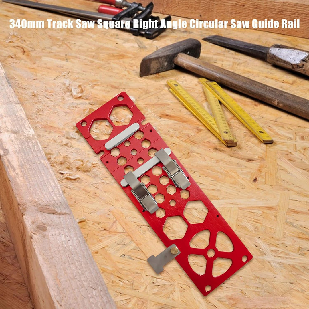 CDIYTOOL 340 mm Spursägen-Vierkant, rot, rechtwinklig, Kreissägeführung, Winkelanschlag, kompatibel