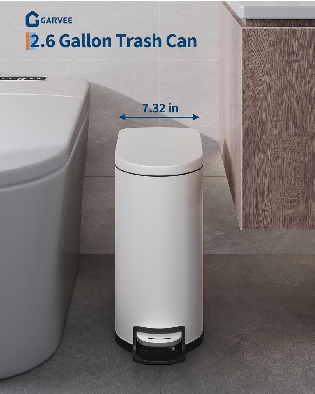 GarveeHome 10 Liter badezimmer mülleimer aus Edelstahl mit Deckel, schlankes und wasserdichtes Desig