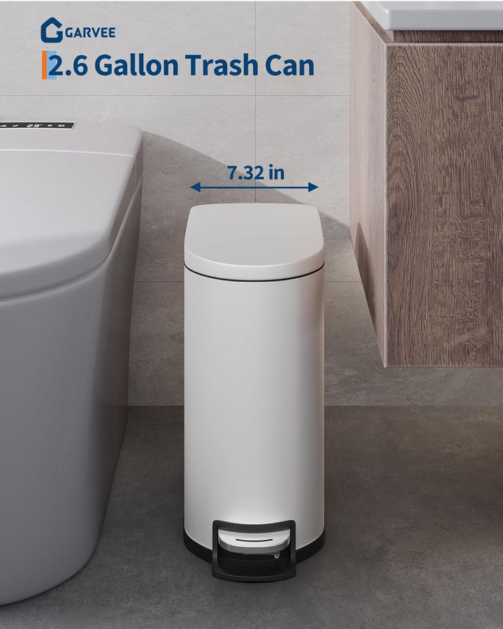 GarveeHome 10 Liter badezimmer mülleimer aus Edelstahl mit Deckel, schlankes und wasserdichtes Desig