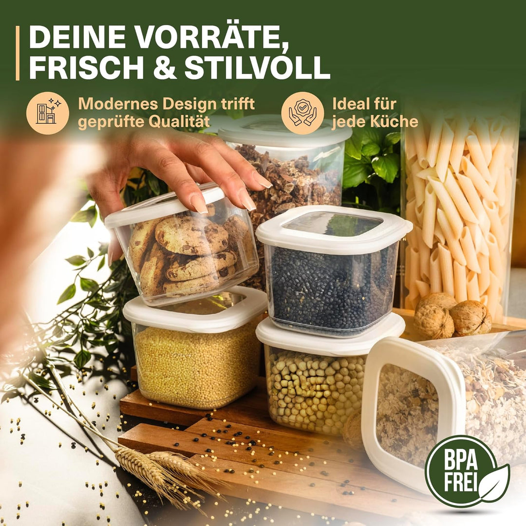 Vorratsdosen mit Deckel Luftdicht, 6er Vorratsbehälter Set BPA-Frei, Vorratsdose zur Müsli Mehl Aufb