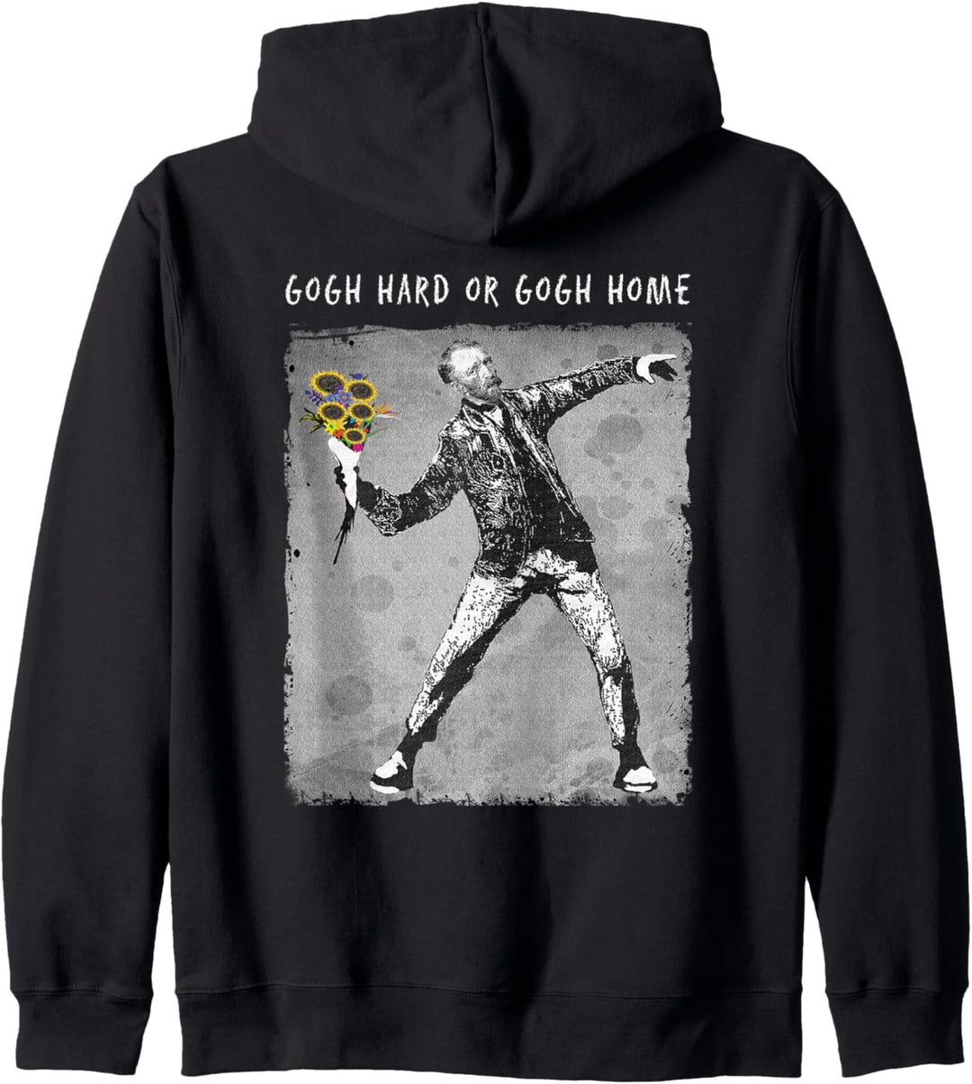 Gogh Hard - Van Gogh Lustiges Meme Distressed Grafik Kapuzenjacke