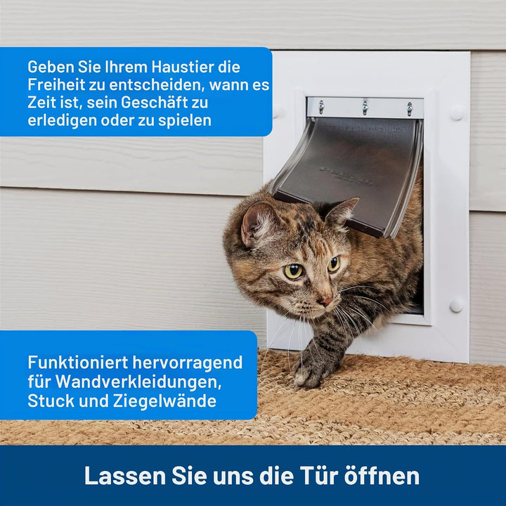 PetSafe Haustiertür für Hunde und Katzen, mit Teleskop-Tunnel, Weiss, gross Weiss L, Weiss L