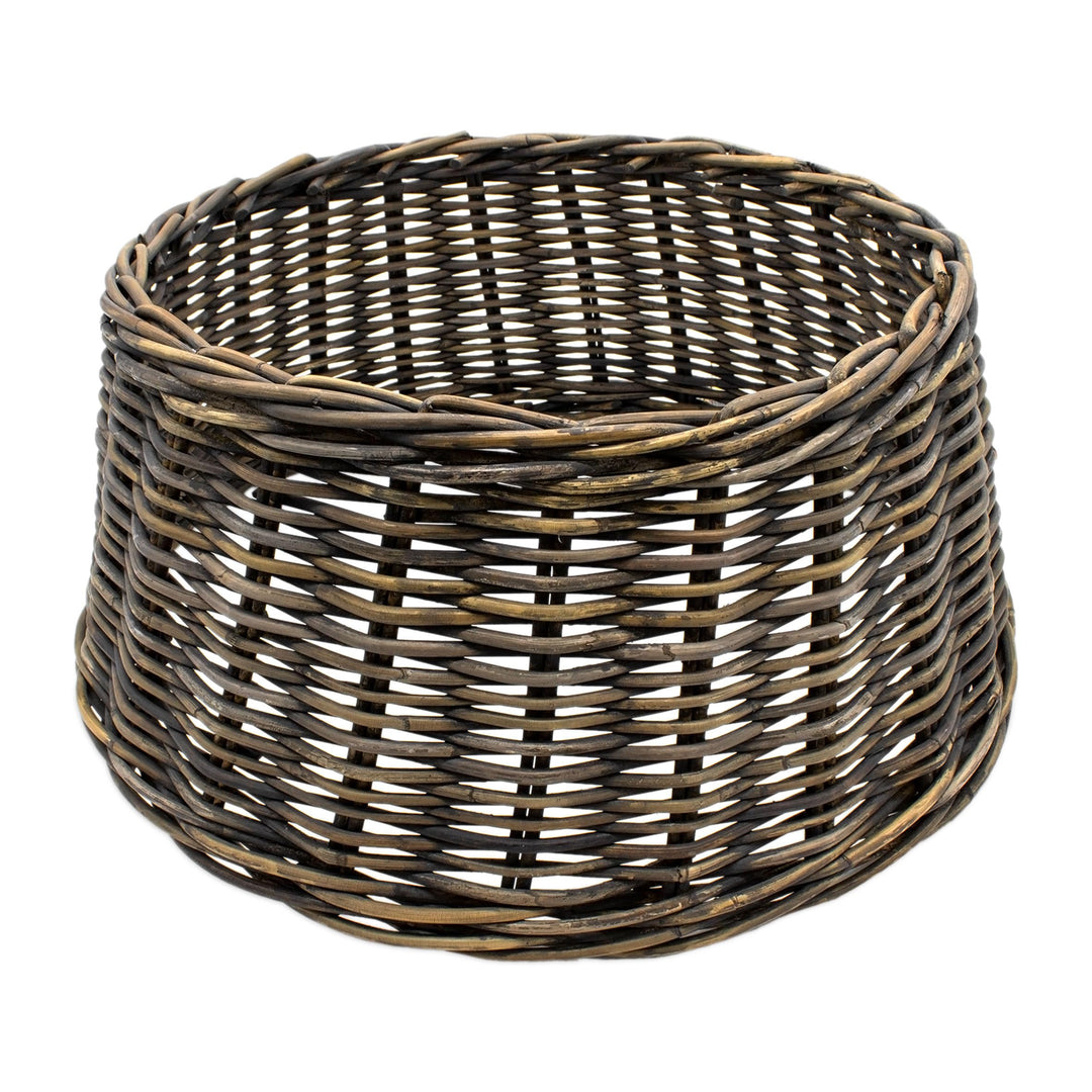Rattan Weihnachtsbaumrock aus Weide 60 cm - Dunkelbraun - Abdeckung für den Christbaum Ständer - Wei