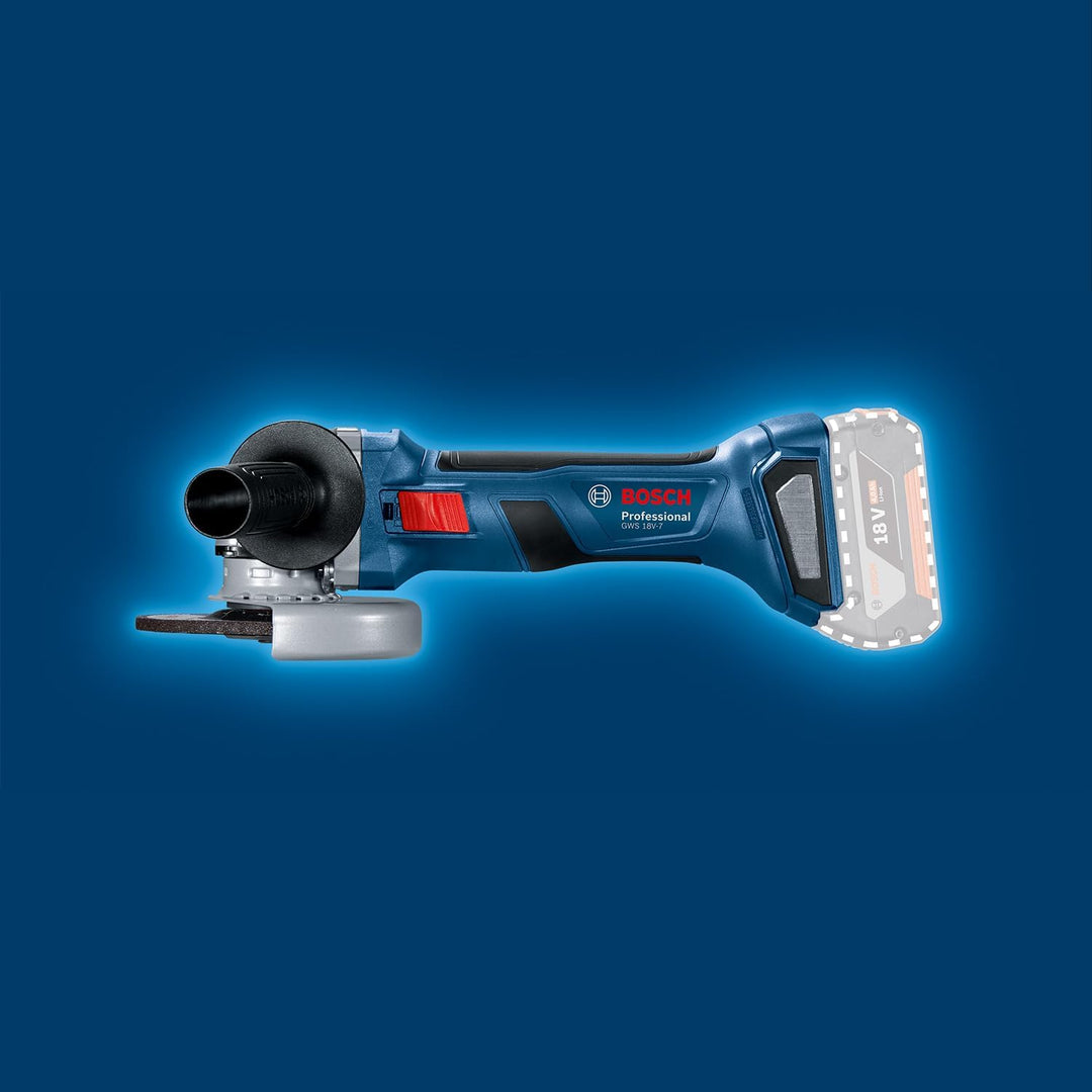 Bosch Professional 18V System Akku Winkelschleifer GWS 18V-7 (125 mm Scheiben-Ø, 2x4.0 Ah Akku, Lade
