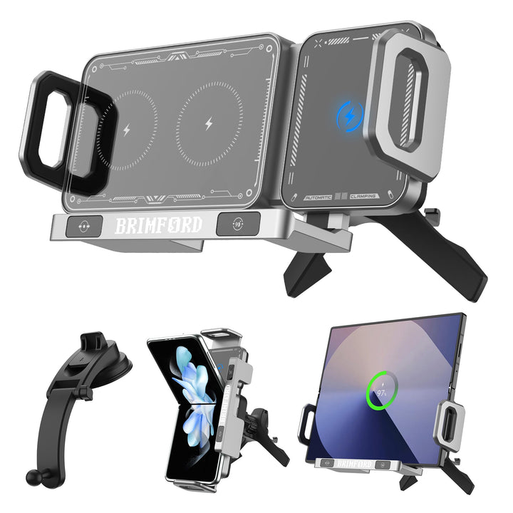 KFZ Handyhalterung für Samsung Galaxy Z Fold 7/6/5/4, 90° drehbar mit kabellosem Laden, 2-in-1 Lüftu