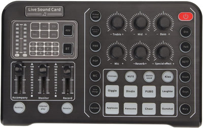 Live-Soundkarte, Bluetooth-Audio-Mixer-Board mit 15 Soundeffekten, Externe Mobile Soundkarte für Liv