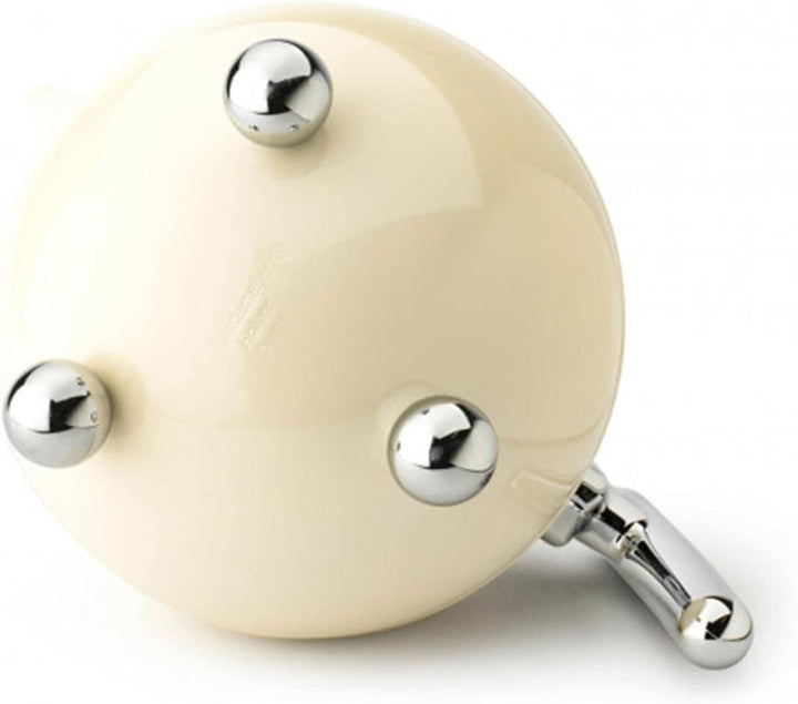 Teekanne Set 1.2 Liter - Edelstahl doppelwandig Creme-Weiss - Grosse Edelstahlteekanne mit Deckel mi