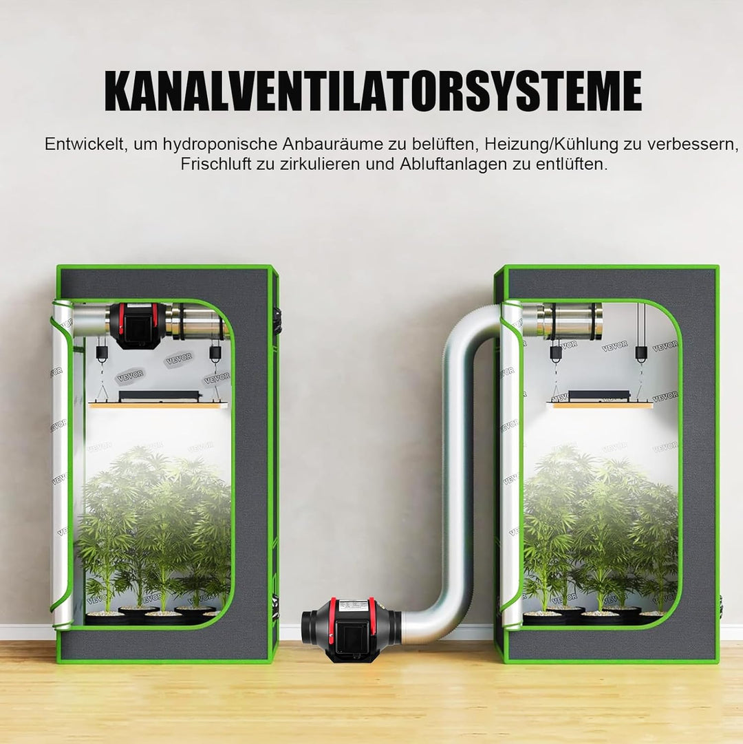 100 mm Einstellbar Rauchabzug Rohrventilator Inline-Kanalventilator, 310 m3/h Abluftventilator Lüfte
