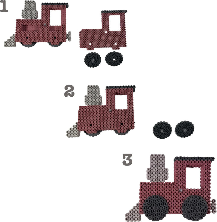 Hama Perlen 3624 Bügelperlen 3D Geburtstagszug, Hama Art mit ca. 6.000 Midi-Perlen, 3 Stiftplatten u