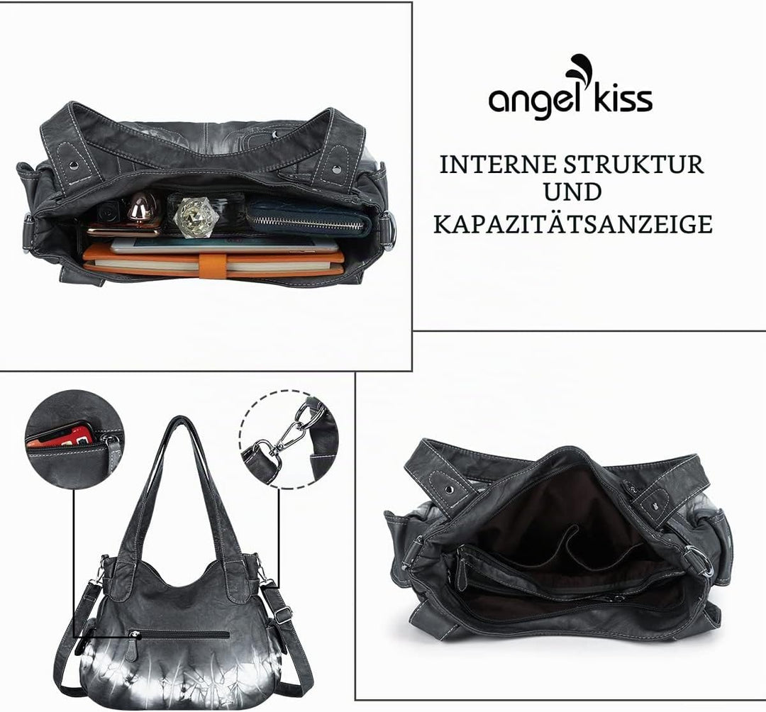 Angel Kiss Damen Handtasche Umhängetasche Leder Umhängetasche Gross Hobo Handtaschen 136