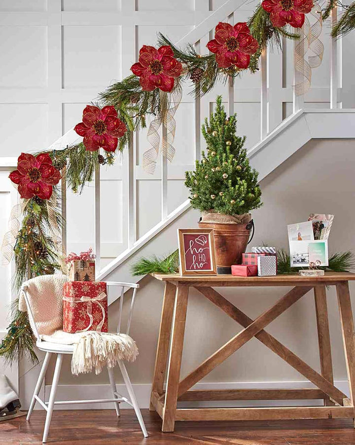 Briful 4 Stücke Weihnachtsstern Christbaumschmuck Magnolie Kunstblumen mit Glitzern Poinsettia Kunst