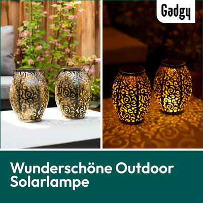 Gadgy Solarlaterne fur Aussen Wasserdicht | Set 2 Stuck Orientalische gartenlaternen aus metall IP44