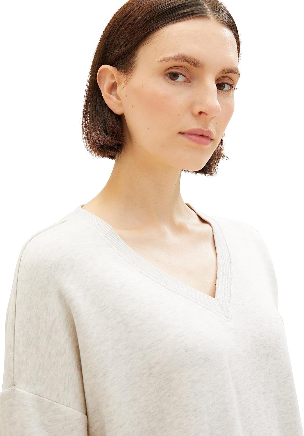 TOM TAILOR Damen Basic Sweatshirt mit V-Ausschnitt, XS