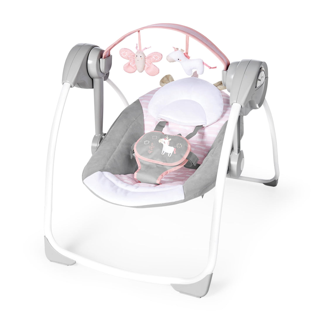 Ingenuity, tragbare Babyschaukel & Babywippe, Flora the Unicorn - 6 Schaukelgeschwindigkeiten, 3 Zei