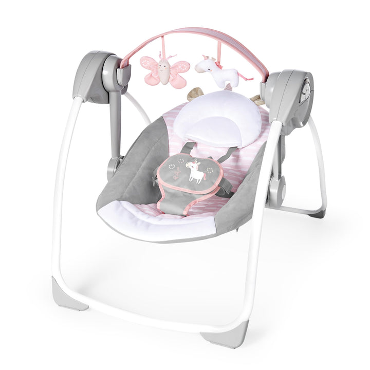 Ingenuity, tragbare Babyschaukel & Babywippe, Flora the Unicorn - 6 Schaukelgeschwindigkeiten, 3 Zei