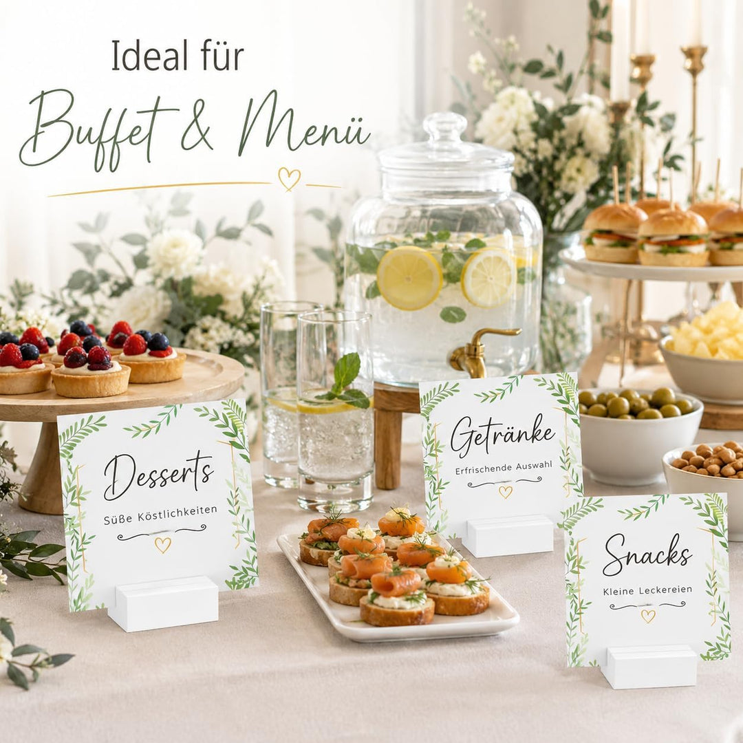 MIJOMA 24 Stück Set Kartenhalter Tischkartenhalter Menükartenhalter aus Holz weiss - ideal für die H