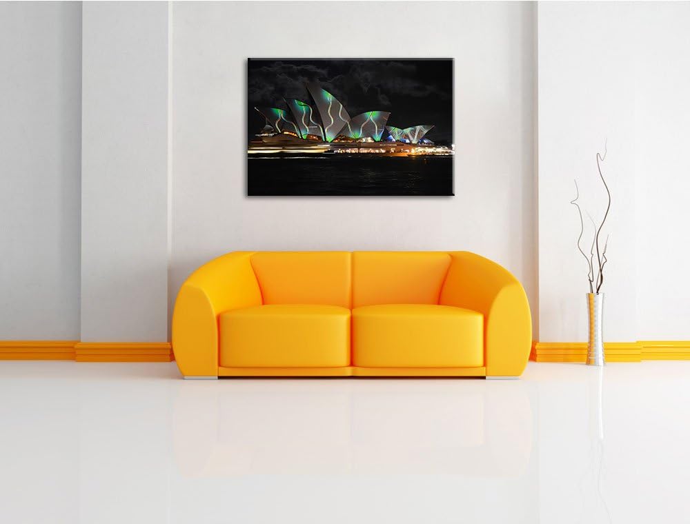 Dark Sydney Opera House grüne Beleuchtungauf Leinwand, XXL riesige Bilder fertig gerahmt mit Keilrah