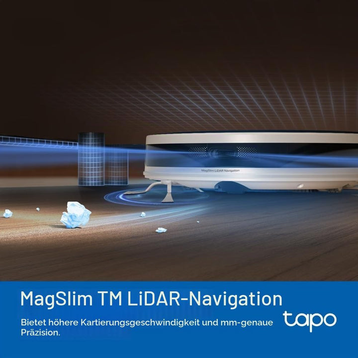 Tapo RV20 Max Saugroboter mit Wischfunktion, 5300Pa ultrastarke Saugkraft, 83 mm Ultra-schlank, MagS