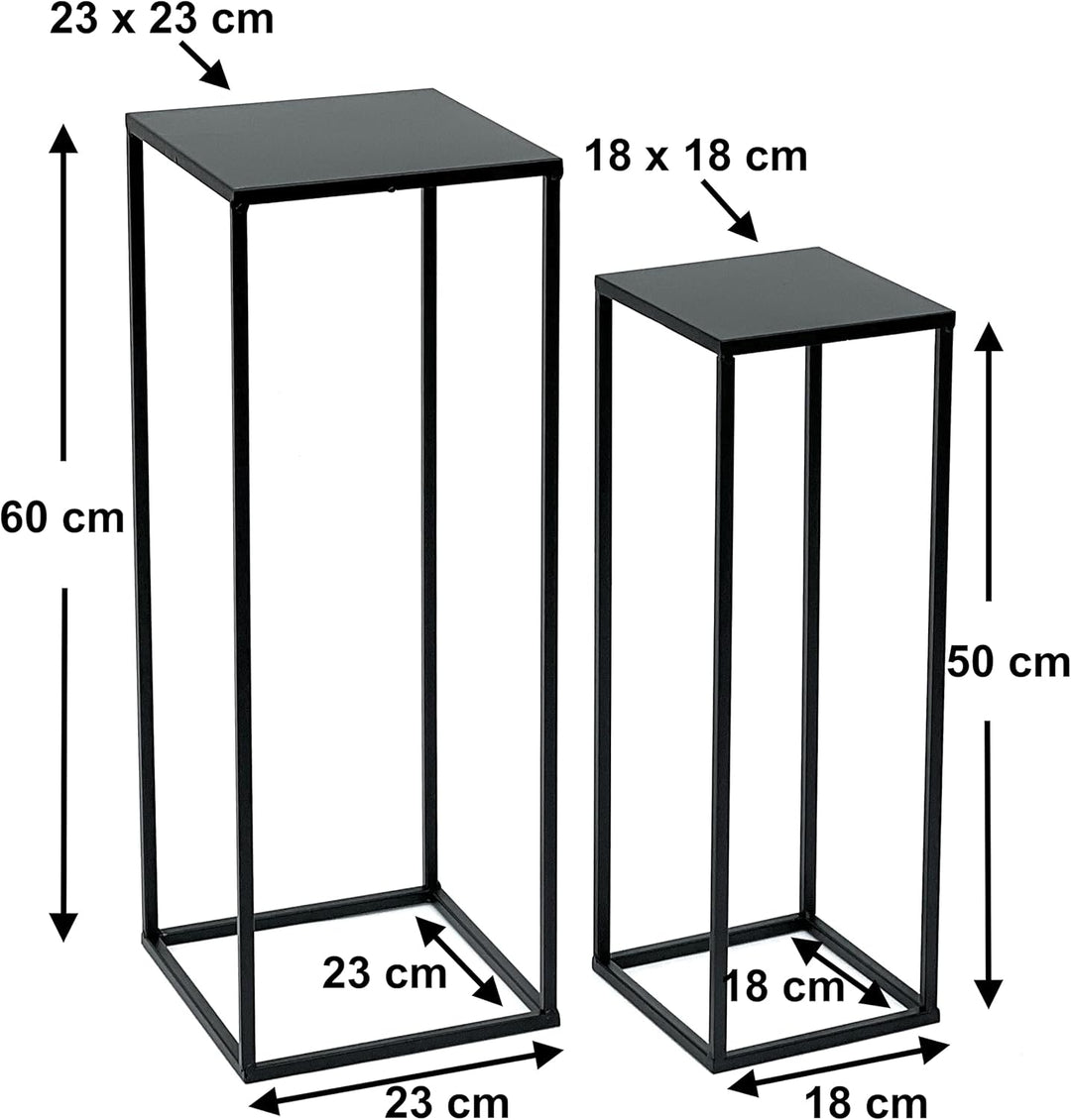 DanDiBo Blumenhocker Metall Schwarz Eckig Blumenständer Beistelltisch 96315 2er Set Blumensäule Mode