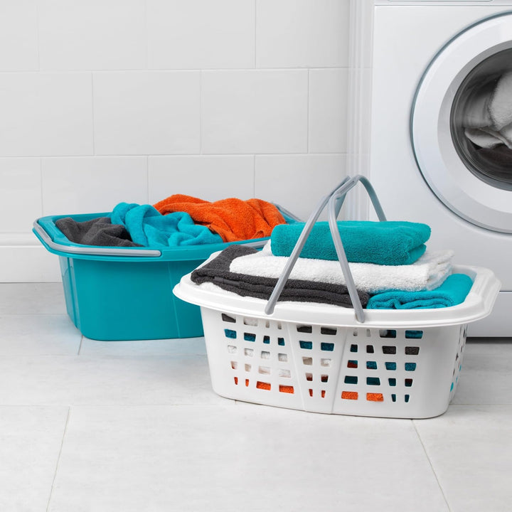 Beldray LA030450TQ Wäschekörbe aus Kunststoff mit Griffen, wäschewanne mit henkel, 2er-Set, Plastik,