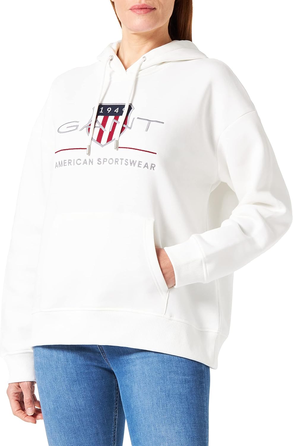 GANT Damen Rel Archive Shield Hoodie Kapuzenpullover M Eggshell, M Eggshell