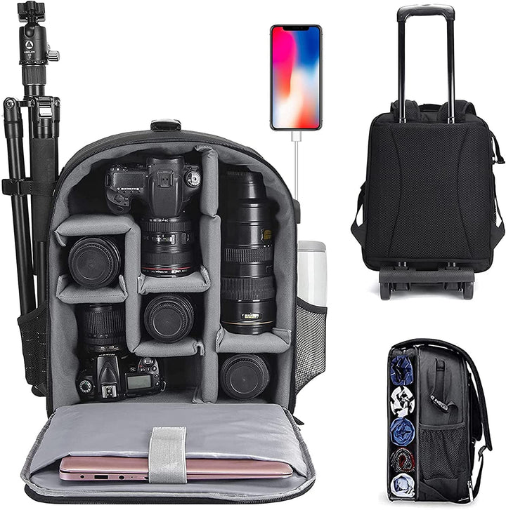 CADeN Professional Trolley Large Camera Backpack Bag for DSLR/SLR Mirrorless Camera Waterproof, Came