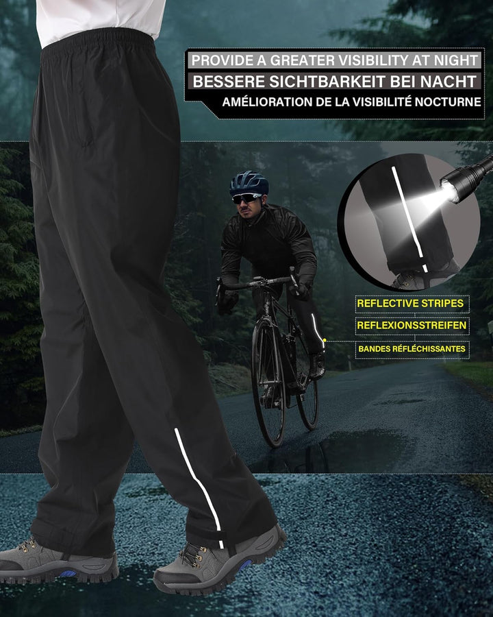 Coutyuyi Regenhose für Herren wasserdichte Leichte Überziehhosen Verpackbare Winddichte Outdoorhose