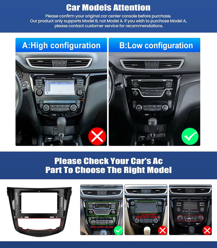 CAMECHO 4+64G 10 Zoll Android 15 Autoradio für Nissan Qashqai J11 X-Trail T32 2014-2018 mit Wireless
