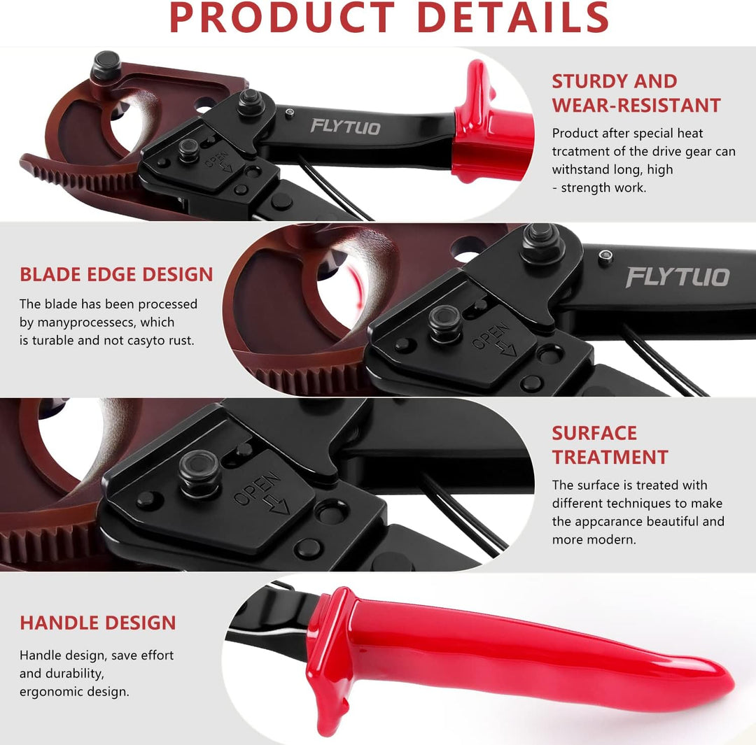 Flytuo Kabelschneider, verbesserte Klinge, robuster Kabelschneider für Aluminium-Kupferkabel und ele