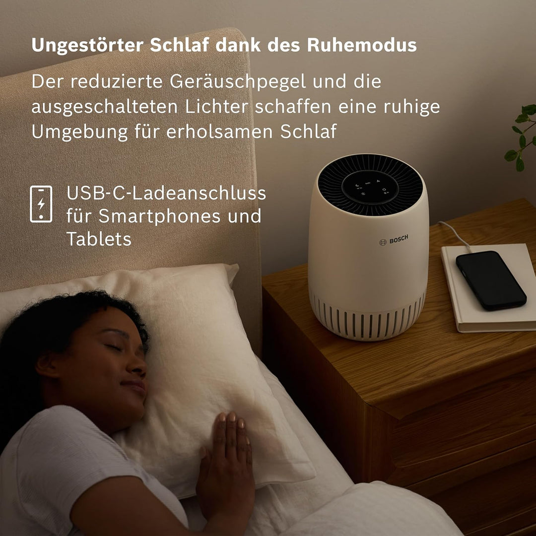 Bosch Air 1000 Luftreiniger - Entfernt Schadstoffe, Mit Luftfilter und Ruhemodus (< 25 dB(A)) - Für