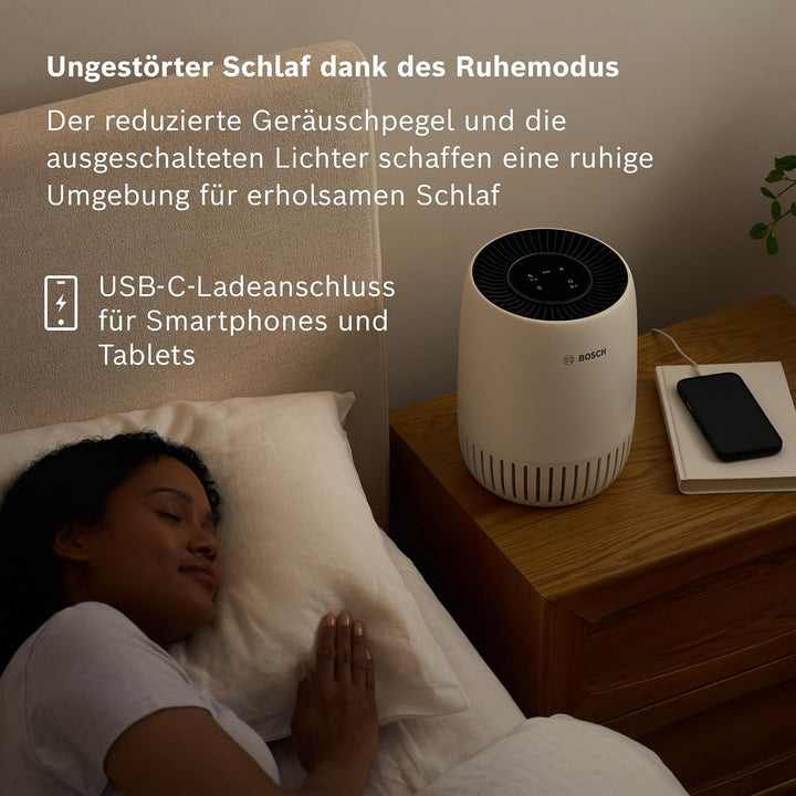 Bosch Air 1000 Luftreiniger - Entfernt Schadstoffe, Mit Luftfilter und Ruhemodus (< 25 dB(A)) - Für