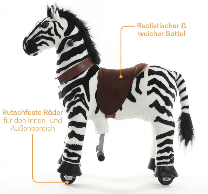 Zebra auf Rollen Klein, 4-6 Jahre, Reitpferd für Kinder, Schwarz Schwarz Klein, Schwarz Klein