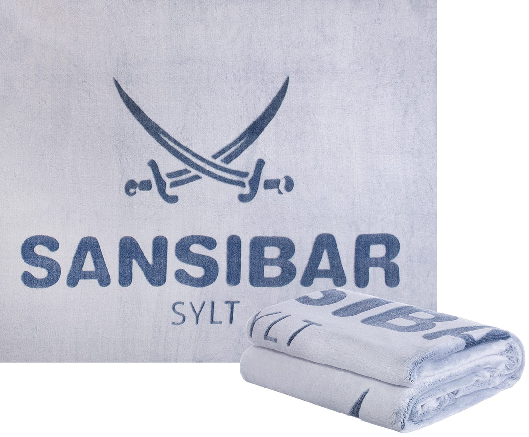 Sansibar Wohndecke Kuscheldecke Tagesdecke Micro Flausch Prägedruck 150x200 cm Silber/Blau, 150x200