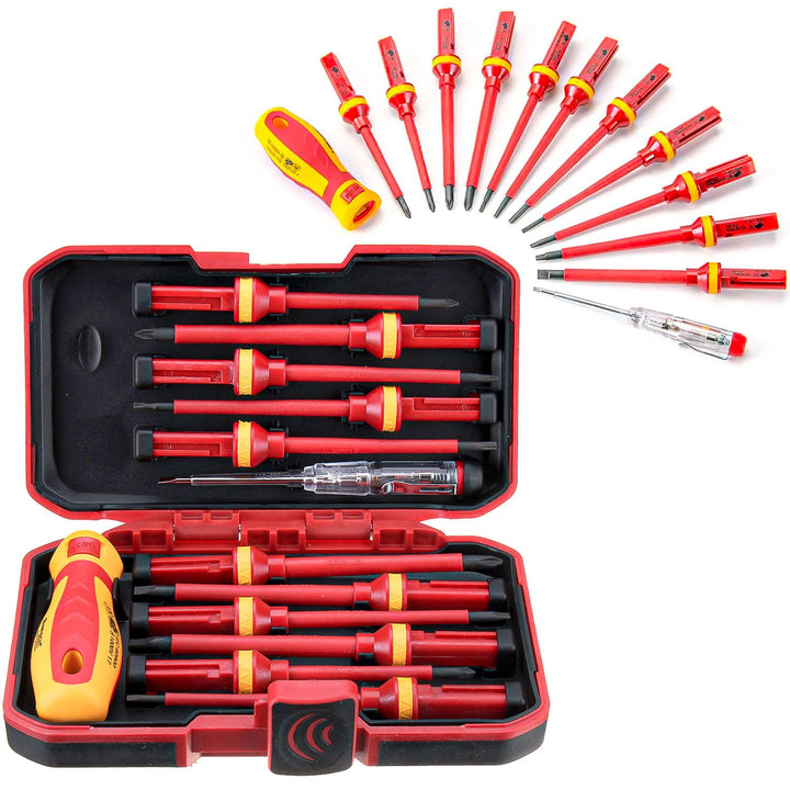 13 Stück Isolierte VDE Schraubendreher Set Elektriker, Screwdriver Set Mit Spannungsprüfer für Spann