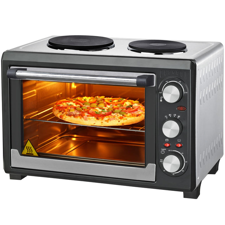 Syntrox Germany 26 Liter Mini Stand Backofen mit Umluft und Drehspiess kleinküche Minieküche mit 2 K