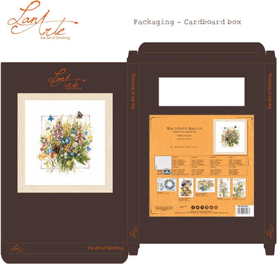 LANARTE PN Zählmusterpackung Sommerliches Bukett Kreuzstichpackung, Baumwolle, Mehrfarbig, 36 x 38 x