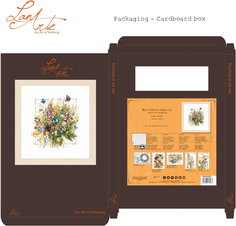 LANARTE PN Zählmusterpackung Sommerliches Bukett Kreuzstichpackung, Baumwolle, Mehrfarbig, 36 x 38 x