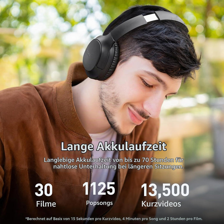 TOZO HA1 Over Ear Kopfhörer, Kopfhörer Kabellos Bluetooth 5.4, ENC Noise Cancelling Kopfhörer mit 70