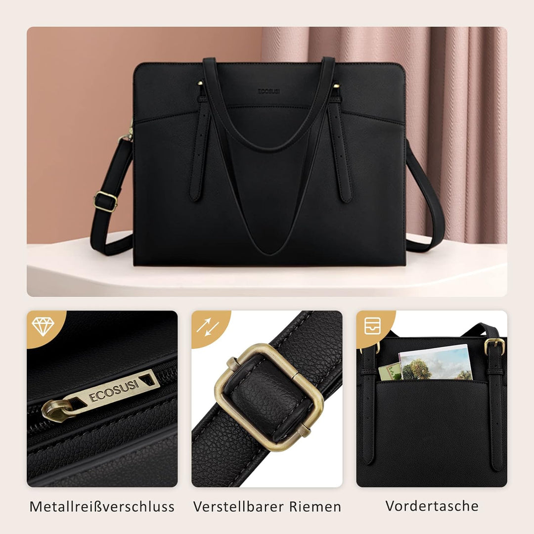 ECOSUSI Laptop Handtasche Damen Laptoptasche 15,6 Zoll Schultertaschen Shopper Damen Gross Aktentasc