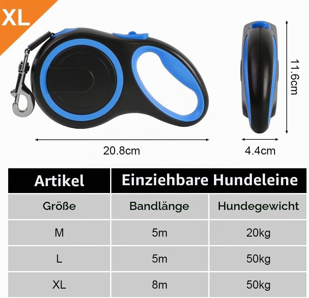 Aomig Rollleine für Hunde Hundeleine für Kleine Grosse Hunde 360° Verhedderungsfreier Ausziehbar mit