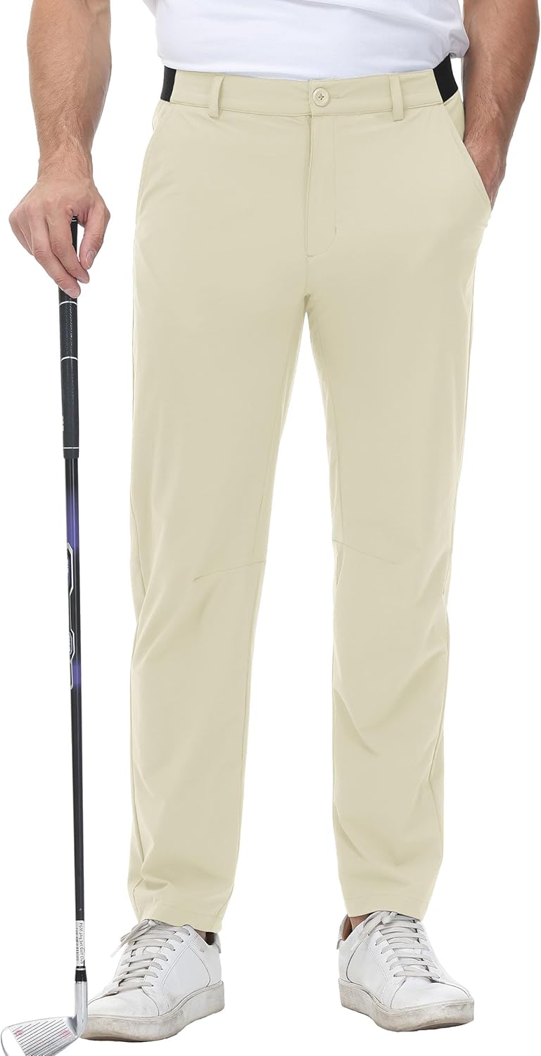 YSENTO Herren Golf Stretchhose Slim-Fit Leichte Elastische Taille Casual Sporthose Golfhose Lang mit