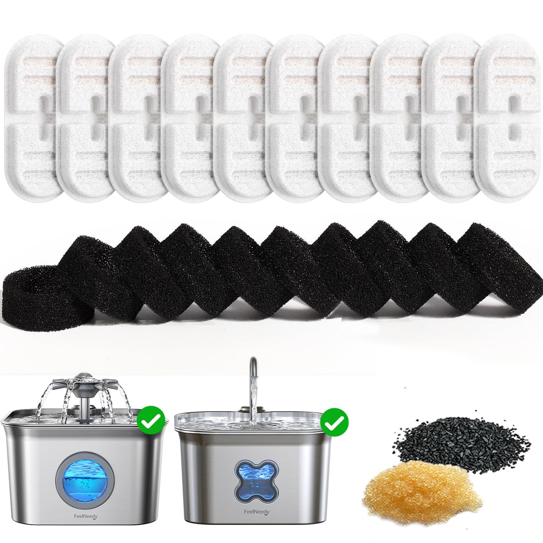10 Pack Filter &amp; 10 Pack Schwämme Filterersatz für Katzentrinkbrunnen | Katzentrinkbrunnenfilter für