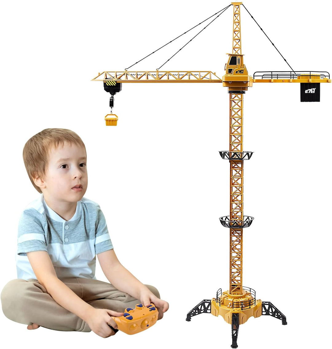 FORMIZON Ferngesteuerte Turmkran, 128 cm hohe 2,4 Hz Turmdrehkran, 6 Kanäle Tower Crane Elektrisch,